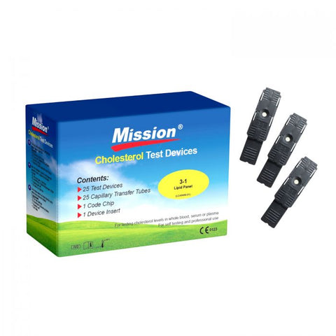 Suresign Mission Cholesterol 3-1 Lipid Panet Test Pack of 25 Test Cassettes