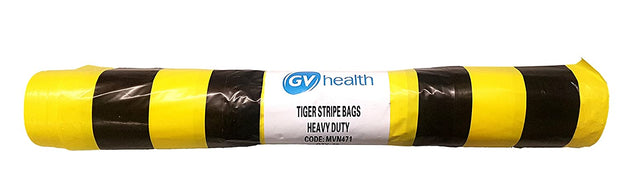 90L Double Sided Print Heavy Duty Large Tiger Stripe Polythene Waste Bag, 55mu - 1 Roll of 25