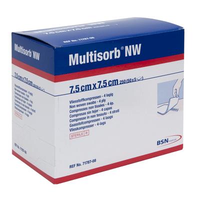 Multisorb Sterile Non-Woven Swab 7.5cm x 7.5cm - 4ply Pack of 12 x 50 x 5