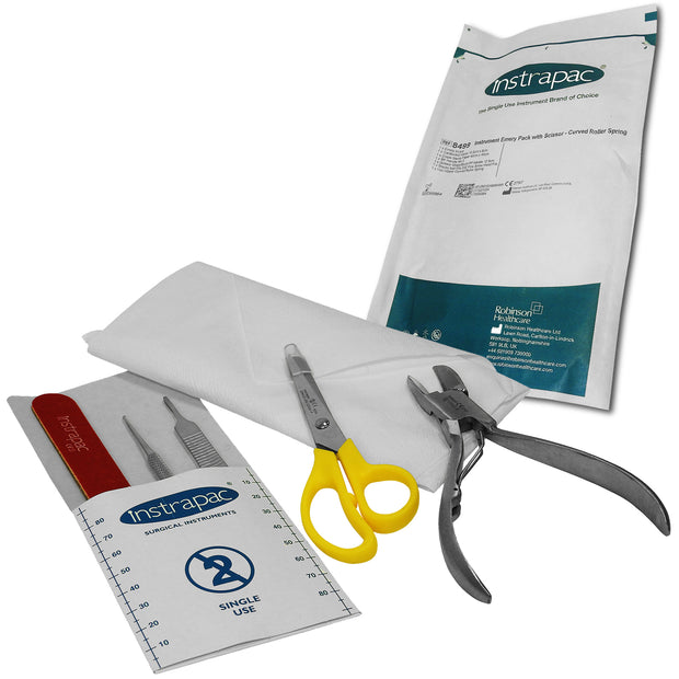 Instrapac Podiatry Instruments Emery Pack with Scissor Curved Nail Cutter - Single