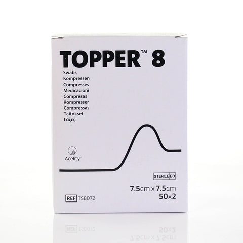 J&J Topper 8 Gauze Swabs Sterile: 7.5 x 7.5cm x 50 2PLY