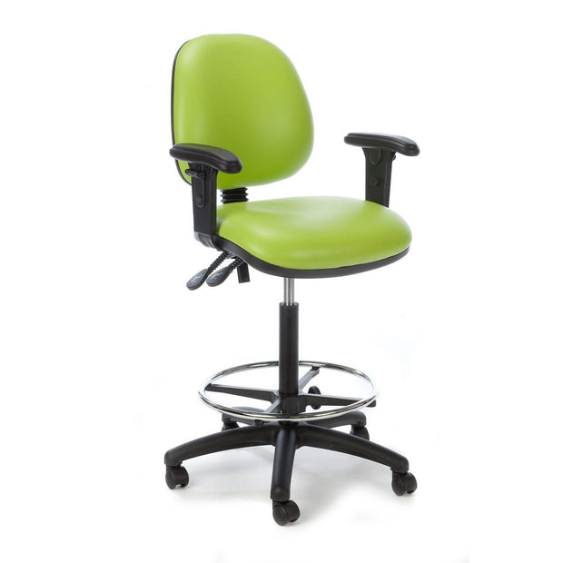 Operators Chair - High Version - Height Range 59-85cm - Foot Support Ring Fitted