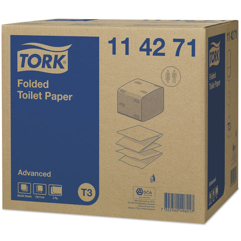 Tork Folded Toilet Paper Advanced 2Ply - 114271 - 242 Sheets x 36 Rolls