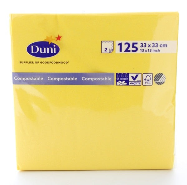 Duni Yellow Tissue Napkin (33cm / 2ply) Compostable for 2000