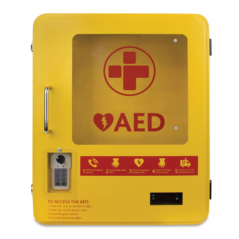 AED Outdoor Steel Cabinet - Lockable with Digital Key Code Pad