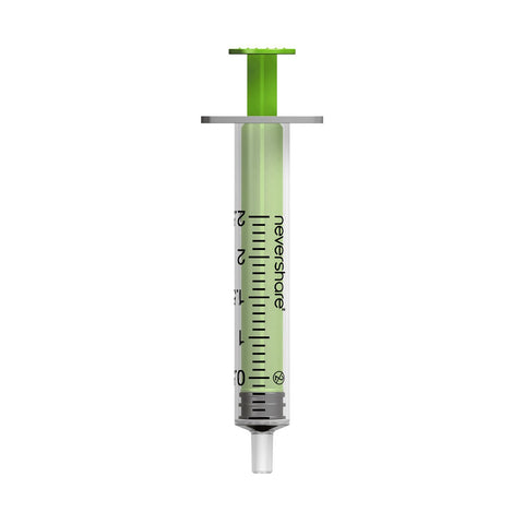 2ml Nevershare Syringe: Green (Luer Slip) - Pack of 100