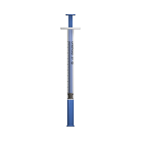 Unisharp 1ml 27G Fixed Needle Syringe: Blue - Pack Of 100
