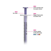 Unisharp 1ml 27G Fixed Needle Syringe: Violet - Pack Of 100