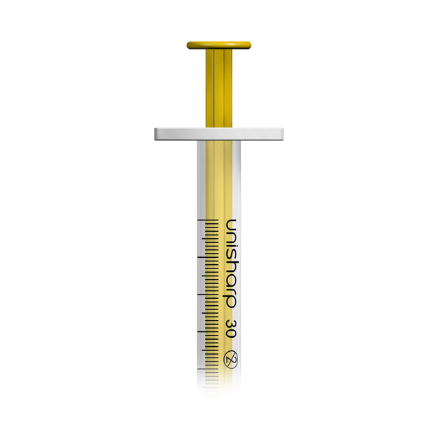 Unisharp 1ml 30G Fixed Needle Syringe: Gold - Pack Of 100
