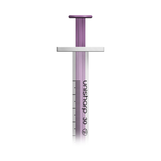 Unisharp 1ml 30G Fixed Needle Syringe: Purple - Pack Of 100