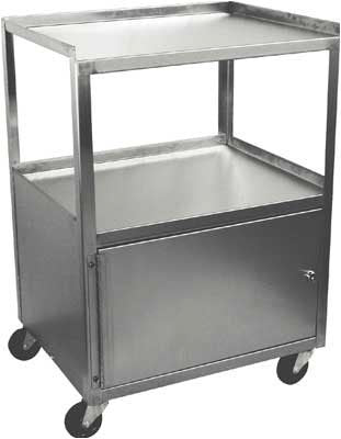 Stainless Steel Three-Shelf Trolley with Locking Cabinet