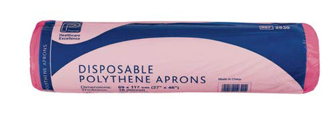 Premier Disposable Plastic Aprons Roll - Pink x 200