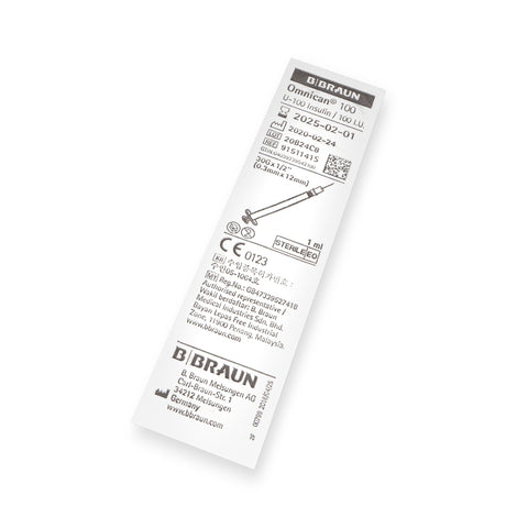BBraun Omnican 1ml 30G insulin syringe (individually blister packed) - Pack of 100