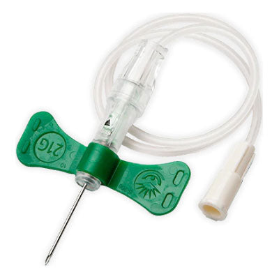 BD Vacutainer Blood Collection Set, Safety Push Button Without Luer Adapter, 3/4” Needle, 12” Tubing - Pack of 50