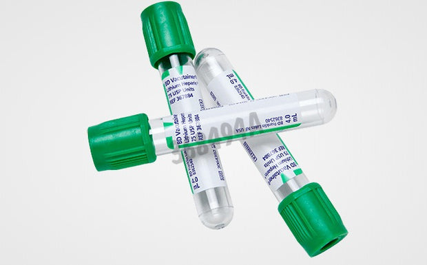 BD Vacutainer 2ml Pet Heparin Tube for Plasma Analysis (Lh), With Paper Label and Translucent Green Cap - Pack of 100