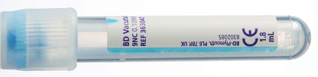 BD Vacutainer Citrate Tube (0.109m = 3.2%) 1.8ml With Paper Label - Pack of 1000