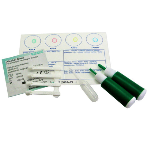 Blood Type Test Kit Group A B O and Rhesus D 1 Test Pack