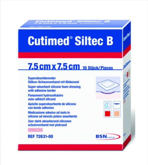 Cutimed Siltec B 7.5cm X 7.5cm Pack of 10