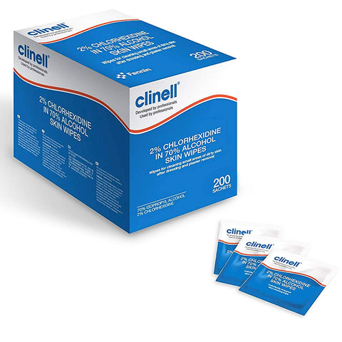 Clinell Alcoholic 2% Chlorhexidine Skin Wipes x 200