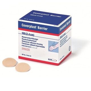 Coverplast Barrier - Waterproof Plaster 2.4cm x 2.4cm Spot Box of 100