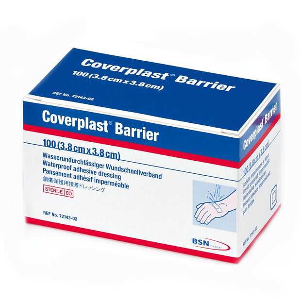 Coverplast Barrier - Waterproof Plaster 3.8cm x 3.8cm Box of 100