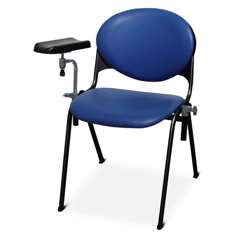 Three Section Examination / Treatment Couch - Phlebotomy Chair, Fixed Height, Vinyl, Bristol Blue