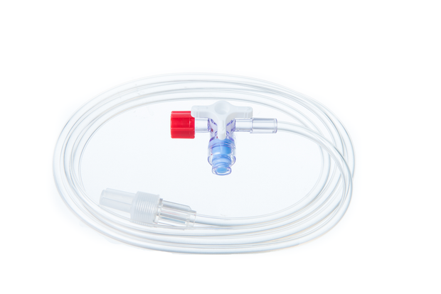 Single Needle Free Port Stopcock With 100cm Extension Line + Red End Cap Box of 100