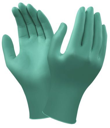 AnsellDisposable Gloves, Green Nitrile, Chemical Splash Resistant, Long Cuff (Box-100)