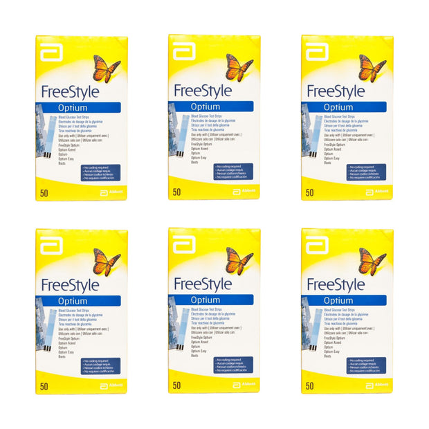 Freestyle Optium Plus Glucose Test Strips 6 Pack - 50 Strips
