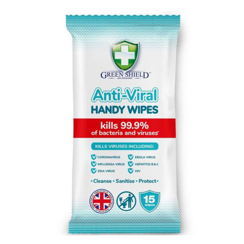 Green Shield Anti Viral Handy Wipes - 15 Wipes