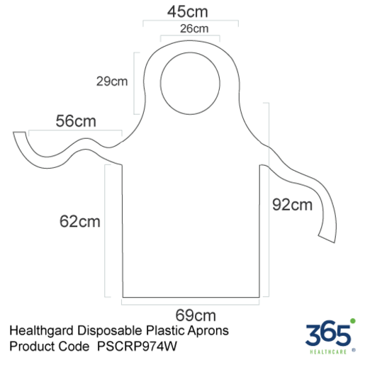 Healthgard Disposable Plastic Aprons Flat Pack 27 X 47 Inch White - Pack of 1000