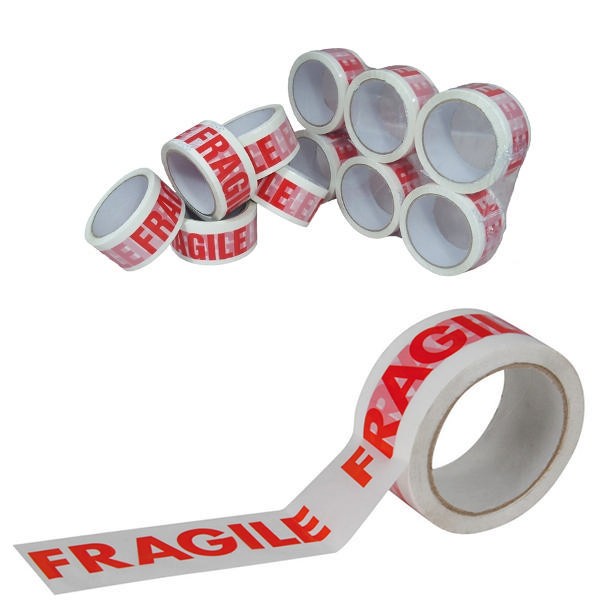Tape Fragile White/Red Pp 50mmx66m Pack Of 6
