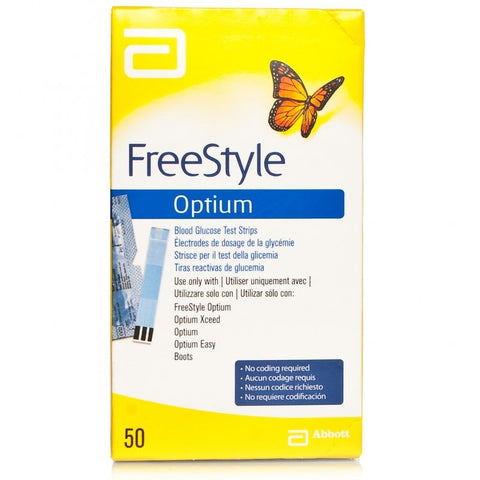 Freestyle Optium Plus Glucose Test Strips - 50