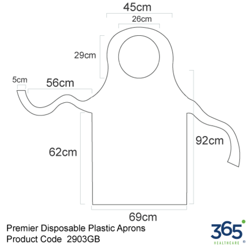Premier Disposable Plastic Aprons Flat Pack 27x46Inch - Pack of 1000