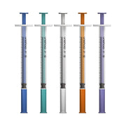 Unisharp 1ml 27G fixed needle syringe: mixed colours - Pack of 100