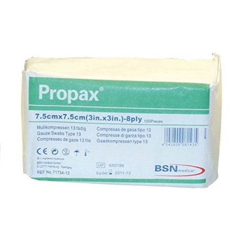 Propax Gauze Swabs Type 13 BP Non-Sterile 7.5cm X 7.5cm Pieces of 100