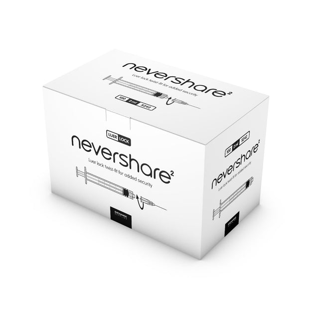 2ml Nevershare Syringe: White - Pack of 100