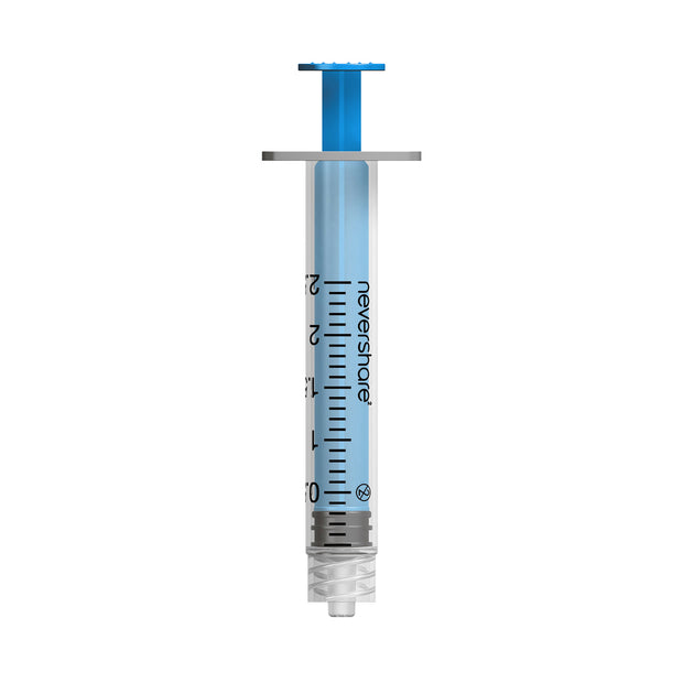 2ml Nevershare syringe: blue - Pack of 100