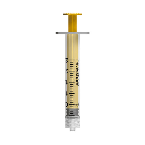 2ml Nevershare Syringe: Yellow - Pack of 100