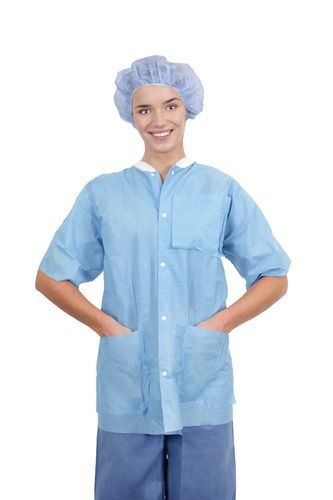 Single-Use SMS Lab Jacket Blue With Pockets, Long Sleeves