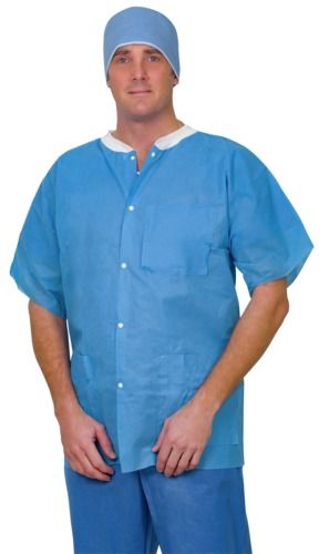 Single-Use SMS Lab Jacket Blue With Pockets, Long Sleeves