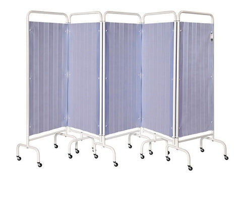 Sunflower Medical Summer Blue Mobile Five-Panel Folding Hospital Ward Curtained Screen