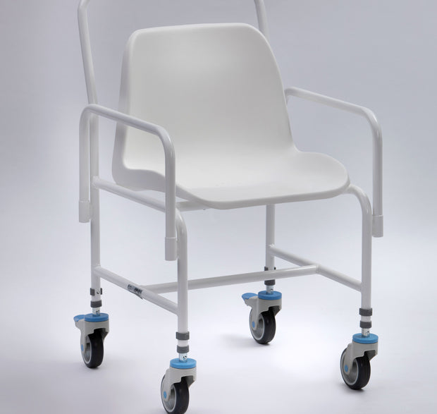 Tilton Mobile Adjt Ht Shower Chair: 4 Brake, Detachable Arms