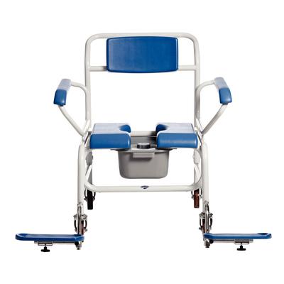 Bariatric Attendant-Wheeled Shower Commode Chair with Butterfly Armrests