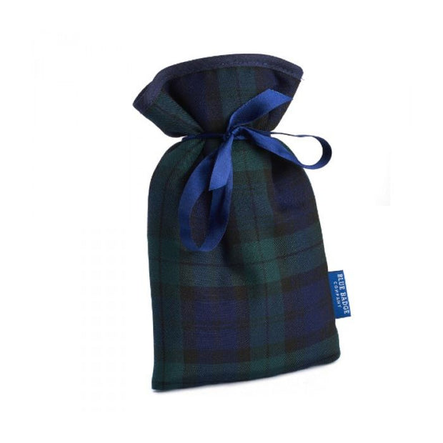 Blue Badge Company Mini Hot Water Bottle with a Blackwatch Tartan Soft Cover