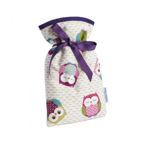 Blue Badge Company Mini Hot Water Bottle with an Owl-Patterned Soft Cover
