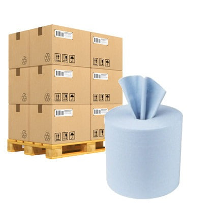 Pallet of 55 - 6 x Blue Centrefeed Roll 2ply - 150m