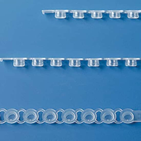 PCR Cap Strips of 8, Clear, for qPCR Flat, f.781377/-78, 25 Bags of 12 Strips