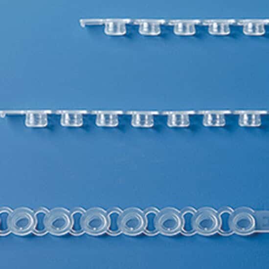 PCR Cap Strips of 8, Clear, for qPCR Flat, f.781377/-78, 25 Bags of 12 Strips