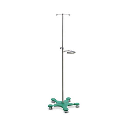 Bristol Maid Two Hook Easy Clean IV Stand with Green Base and Handle